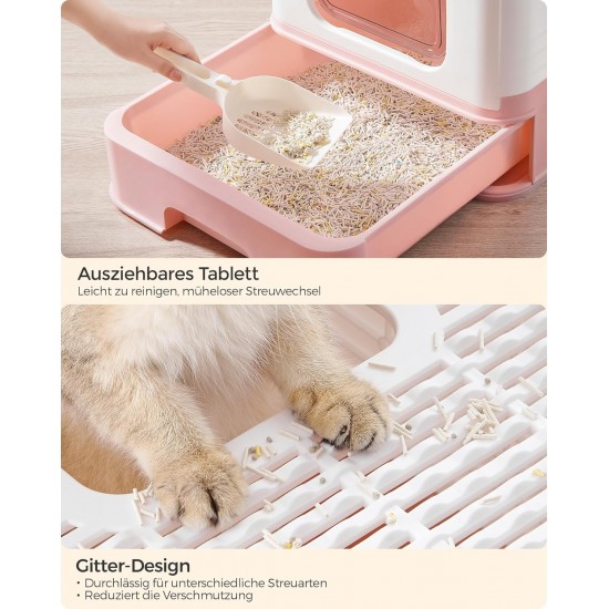Feandrea Cat Litter Tray with Lid, Extendable Tray, Spacious for Cats up to 15 kg, Less Marks, Leak-proof Base, Beige/Black PPT001W01 Feandrea Cat Litter Tray with Lid, Extendable Tray, Spacious for Cats up to 15 kg, Less Marks, Leak-proof Base, Beige/Black PPT001W01