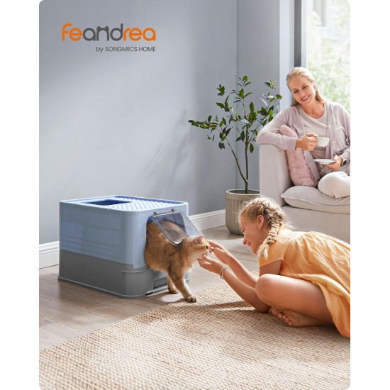 Feandrea Cat Litter Tray with Lid, Extendable Tray, Spacious for Cats up to 15 kg, Less Marks, Leak-proof Base, Beige/Black PPT001W01 Feandrea Cat Litter Tray with Lid, Extendable Tray, Spacious for Cats up to 15 kg, Less Marks, Leak-proof Base, Beige/Black PPT001W01