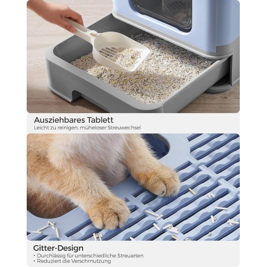Feandrea Cat Litter Tray with Lid, Extendable Tray, Spacious for Cats up to 15 kg, Less Marks, Leak-proof Base, Beige/Black PPT001W01 Feandrea Cat Litter Tray with Lid, Extendable Tray, Spacious for Cats up to 15 kg, Less Marks, Leak-proof Base, Beige/Black PPT001W01