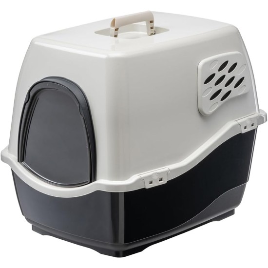 Ferplast Bill Cat Litter Tray with Lid, Cat Litter Tray with Cover, with 2 Anti-Odour Filters, 50 x 40 x 42 cm, Door and Handle Darkened Ferplast Bill Cat Litter Tray with Lid, Cat Litter Tray with Cover, with 2 Anti-Odour Filters, 50 x 40 x 42 cm, Door and Handle Darkened