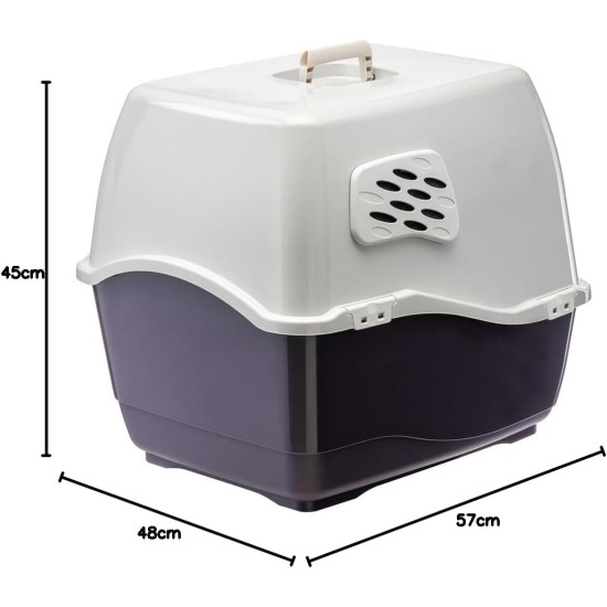 Ferplast Bill Cat Litter Tray with Lid, Cat Litter Tray with Cover, with 2 Anti-Odour Filters, 50 x 40 x 42 cm, Door and Handle Darkened Ferplast Bill Cat Litter Tray with Lid, Cat Litter Tray with Cover, with 2 Anti-Odour Filters, 50 x 40 x 42 cm, Door and Handle Darkened
