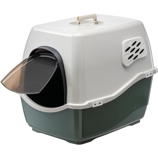 Ferplast Bill Cat Litter Tray with Lid, Cat Litter Tray with Cover, with 2 Anti-Odour Filters, 50 x 40 x 42 cm, Door and Handle Darkened Ferplast Bill Cat Litter Tray with Lid, Cat Litter Tray with Cover, with 2 Anti-Odour Filters, 50 x 40 x 42 cm, Door and Handle Darkened