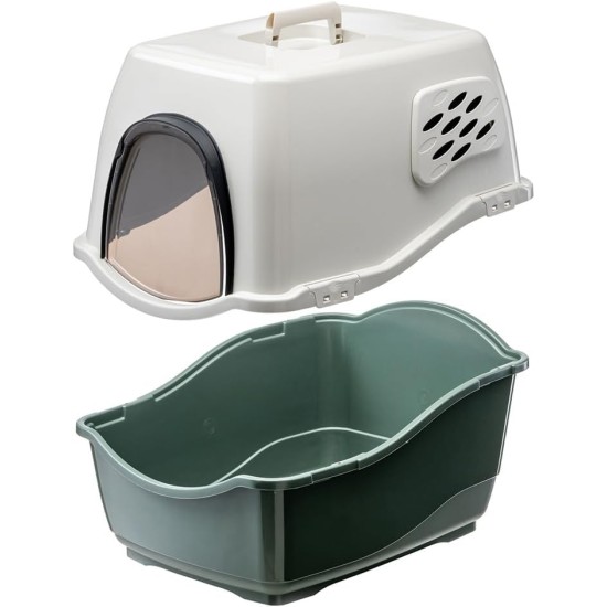 Ferplast Bill Cat Litter Tray with Lid, Cat Litter Tray with Cover, with 2 Anti-Odour Filters, 50 x 40 x 42 cm, Door and Handle Darkened Ferplast Bill Cat Litter Tray with Lid, Cat Litter Tray with Cover, with 2 Anti-Odour Filters, 50 x 40 x 42 cm, Door and Handle Darkened