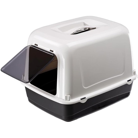 Ferplast Cat Litter Tray with Lid, 2 Odour-Inhibiting Activated Carbon Filters, Darkened Swing Door, 36 x 47 x H 35 cm, Clear CAT 10 Pet Toilet Ferplast Cat Litter Tray with Lid, 2 Odour-Inhibiting Activated Carbon Filters, Darkened Swing Door, 36 x 47 x H 35 cm, Clear CAT 10 Pet Toilet