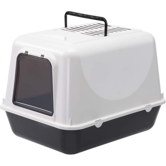 Ferplast Cat Litter Tray with Lid, 2 Odour-Inhibiting Activated Carbon Filters Included, Darkened Swing Door, 39.5 x 52.5 x H 38 cm, Clear Cat 20, Black Ferplast Cat Litter Tray with Lid, 2 Odour-Inhibiting Activated Carbon Filters Included, Darkened Swing Door, 39.5 x 52.5 x H 38 cm, Clear Cat 20, Black