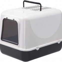 Ferplast Cat Litter Tray with Lid, 2 Odour-Inhibiting Activated Carbon Filters Included, Darkened Swing Door, 39.5 x 52.5 x H 38 cm, Clear Cat 20, Black Ferplast Cat Litter Tray with Lid, 2 Odour-Inhibiting Activated Carbon Filters Included, Darkened Swing Door, 39.5 x 52.5 x H 38 cm, Clear Cat 20, Black