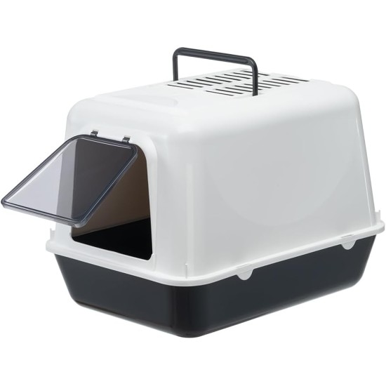 Ferplast Cat Litter Tray with Lid, 2 Odour-Inhibiting Activated Carbon Filters Included, Darkened Swing Door, 39.5 x 52.5 x H 38 cm, Clear Cat 20, Black Ferplast Cat Litter Tray with Lid, 2 Odour-Inhibiting Activated Carbon Filters Included, Darkened Swing Door, 39.5 x 52.5 x H 38 cm, Clear Cat 20, Black