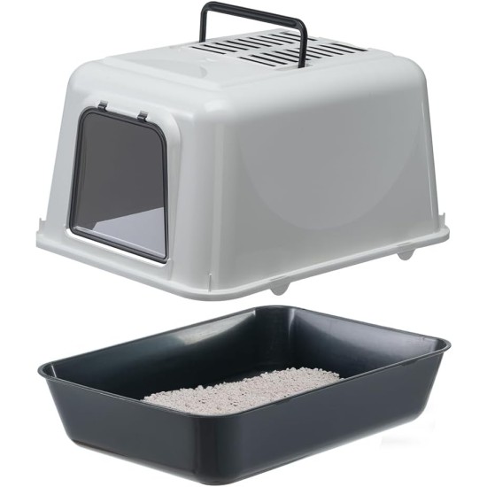 Ferplast Cat Litter Tray with Lid, 2 Odour-Inhibiting Activated Carbon Filters Included, Darkened Swing Door, 39.5 x 52.5 x H 38 cm, Clear Cat 20, Black Ferplast Cat Litter Tray with Lid, 2 Odour-Inhibiting Activated Carbon Filters Included, Darkened Swing Door, 39.5 x 52.5 x H 38 cm, Clear Cat 20, Black