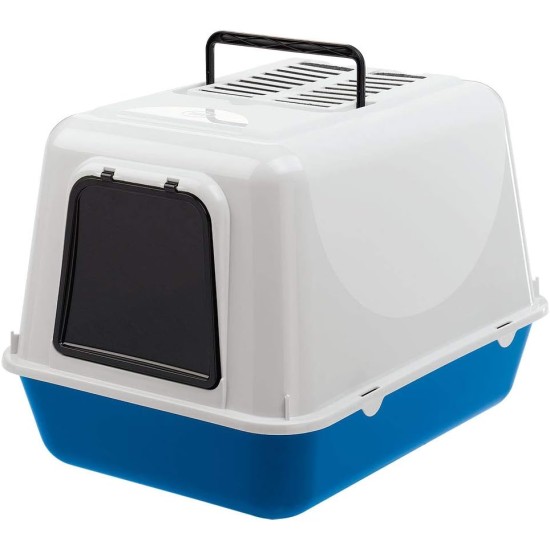 Ferplast Cat Litter Tray with Lid, 2 Odour-Inhibiting Activated Carbon Filters Included, Darkened Swing Door, 39.5 x 52.5 x H 38 cm, Clear Cat 20, Blue Ferplast Cat Litter Tray with Lid, 2 Odour-Inhibiting Activated Carbon Filters Included, Darkened Swing Door, 39.5 x 52.5 x H 38 cm, Clear Cat 20, Blue
