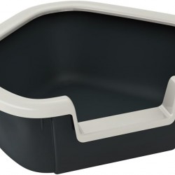 Ferplast Eck-Katzentoilette, Katzenklo, mit hohen Rändern und niedrigem Eingang, 57,5 x 51,5 x H 22 cm, DAMA Ecktoilette, Schwarz Ferplast Eck-Katzentoilette, Katzenklo, mit hohen Rändern und niedrigem Eingang, 57,5 x 51,5 x H 22 cm, DAMA Ecktoilette, Schwarz