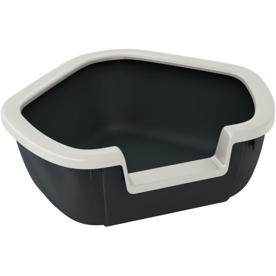 Ferplast Eck-Katzentoilette, Katzenklo, mit hohen Rändern und niedrigem Eingang, 57,5 x 51,5 x H 22 cm, DAMA Ecktoilette, Schwarz Ferplast Eck-Katzentoilette, Katzenklo, mit hohen Rändern und niedrigem Eingang, 57,5 x 51,5 x H 22 cm, DAMA Ecktoilette, Schwarz