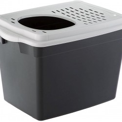 Ferplast Jumpy Cat Litter Tray with Lid with Top Access Perforated Lid 38.8 x 57.5 x H 39 cm, Jumpy Large Cat Litter Box, Black Ferplast Jumpy Cat Litter Tray with Lid with Top Access Perforated Lid 38.8 x 57.5 x H 39 cm, Jumpy Large Cat Litter Box, Black