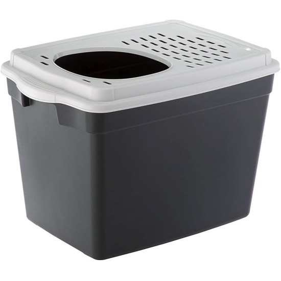 Ferplast Jumpy Cat Litter Tray with Lid with Top Access Perforated Lid 38.8 x 57.5 x H 39 cm, Jumpy Large Cat Litter Box, Black Ferplast Jumpy Cat Litter Tray with Lid with Top Access Perforated Lid 38.8 x 57.5 x H 39 cm, Jumpy Large Cat Litter Box, Black