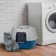 Ferplast Katzenklo, Katzentoilette mit Deckel, Ecktoilette, 2 geruchshemmende Aktivkohlefilter enthalten, abgedunkelte Schwingtür, 57,5 x 51,5 x H 42 cm, MIKA große Katzentoilette, blau