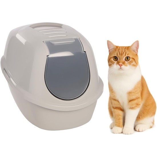Flamingo Trini Cat Litter Tray - Grey - Size XL (46 × 67 × 49 cm) - With Activated Carbon Filter - Made of 98% Recycled Plastic - Spacious & Hygienic Flamingo Trini Cat Litter Tray - Grey - Size XL (46 × 67 × 49 cm) - With Activated Carbon Filter - Made of 98% Recycled Plastic - Spacious & Hygienic