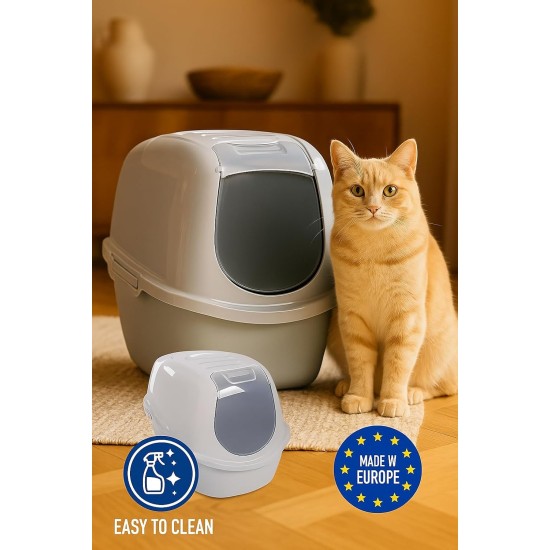 Flamingo Trini Cat Litter Tray - Grey - Size XL (46 × 67 × 49 cm) - With Activated Carbon Filter - Made of 98% Recycled Plastic - Spacious & Hygienic Flamingo Trini Cat Litter Tray - Grey - Size XL (46 × 67 × 49 cm) - With Activated Carbon Filter - Made of 98% Recycled Plastic - Spacious & Hygienic