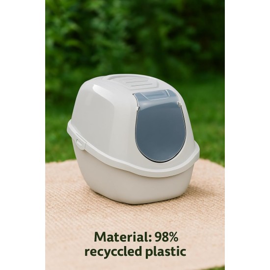 Flamingo Trini Cat Litter Tray - Grey - Size XL (46 × 67 × 49 cm) - With Activated Carbon Filter - Made of 98% Recycled Plastic - Spacious & Hygienic Flamingo Trini Cat Litter Tray - Grey - Size XL (46 × 67 × 49 cm) - With Activated Carbon Filter - Made of 98% Recycled Plastic - Spacious & Hygienic