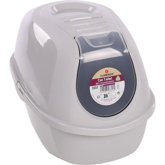 Flamingo Trini Cat Litter Tray - Grey - Size XL (46 × 67 × 49 cm) - With Activated Carbon Filter - Made of 98% Recycled Plastic - Spacious & Hygienic Flamingo Trini Cat Litter Tray - Grey - Size XL (46 × 67 × 49 cm) - With Activated Carbon Filter - Made of 98% Recycled Plastic - Spacious & Hygienic