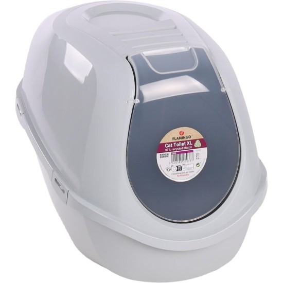 Flamingo Trini Cat Litter Tray - Grey - Size XL (46 × 67 × 49 cm) - With Activated Carbon Filter - Made of 98% Recycled Plastic - Spacious & Hygienic Flamingo Trini Cat Litter Tray - Grey - Size XL (46 × 67 × 49 cm) - With Activated Carbon Filter - Made of 98% Recycled Plastic - Spacious & Hygienic