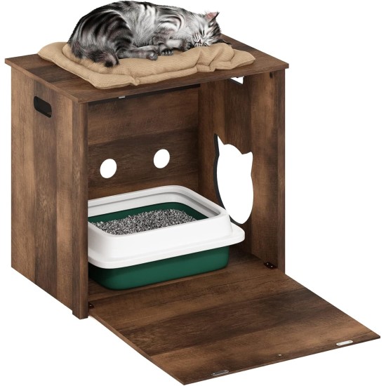 Furinno Peli Cat Litter Tray Small Single Door Rustic Brown Furinno Peli Cat Litter Tray Small Single Door Rustic Brown