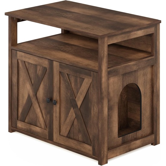 Furinno Peli Cat Litter Tray Small Single Door Rustic Brown Furinno Peli Cat Litter Tray Small Single Door Rustic Brown