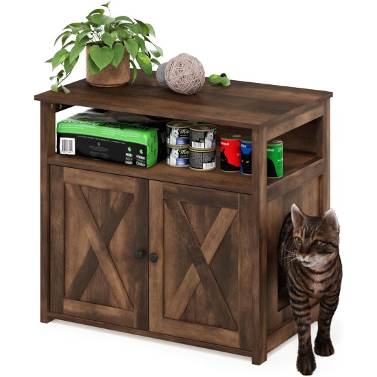 Furinno Peli Cat Litter Tray Small Single Door Rustic Brown Furinno Peli Cat Litter Tray Small Single Door Rustic Brown
