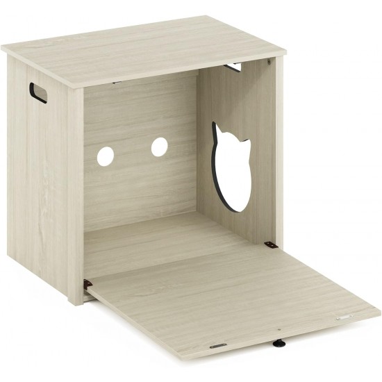 Furinno Peli Farmhouse Hidden Cat Litter Box Enclosure with Divider, Ebony Furinno Peli Farmhouse Hidden Cat Litter Box Enclosure with Divider, Ebony