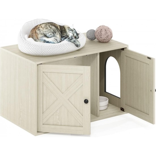 Furinno Peli Farmhouse Hidden Cat Litter Box Enclosure with Divider, Ebony Furinno Peli Farmhouse Hidden Cat Litter Box Enclosure with Divider, Ebony