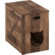 Furinno Peli Farmhouse Hidden Cat Litter Box Enclosure with Divider, Ebony Furinno Peli Farmhouse Hidden Cat Litter Box Enclosure with Divider, Ebony