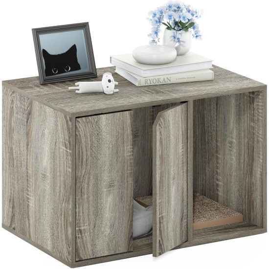 Furinno Peli Small Side Table with Cat Litter Tray Plain White Furinno Peli Small Side Table with Cat Litter Tray Plain White