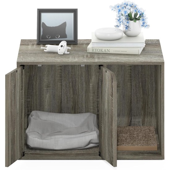 Furinno Peli Small Side Table with Cat Litter Tray Plain White Furinno Peli Small Side Table with Cat Litter Tray Plain White