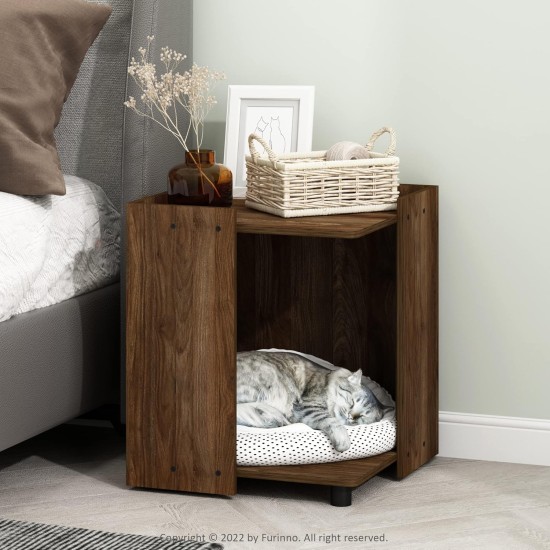 Furinno Peli Small Side Table with Cat Litter Tray Plain White Furinno Peli Small Side Table with Cat Litter Tray Plain White