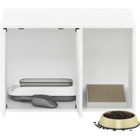 Furinno Peli Small Side Table with Cat Litter Tray Plain White Furinno Peli Small Side Table with Cat Litter Tray Plain White