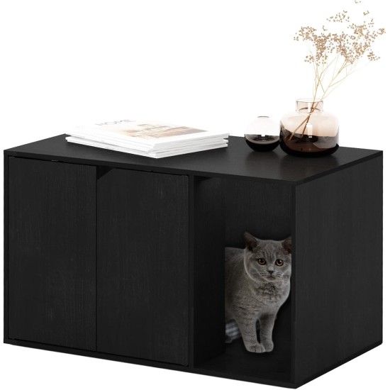 Furinno Peli Small Side Table with Cat Litter Tray Plain White Furinno Peli Small Side Table with Cat Litter Tray Plain White
