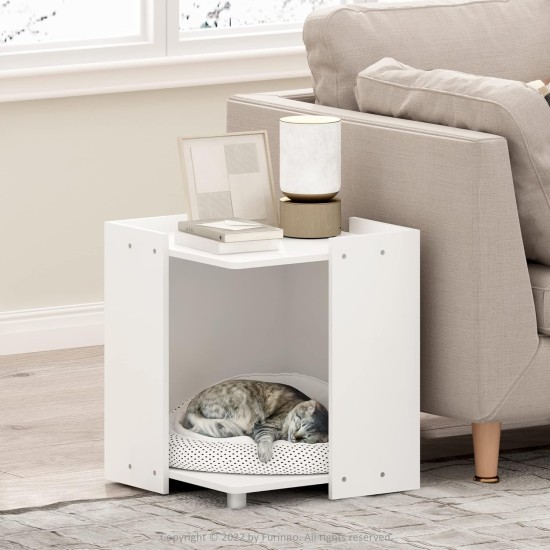 Furinno Peli Small Side Table with Cat Litter Tray Plain White Furinno Peli Small Side Table with Cat Litter Tray Plain White