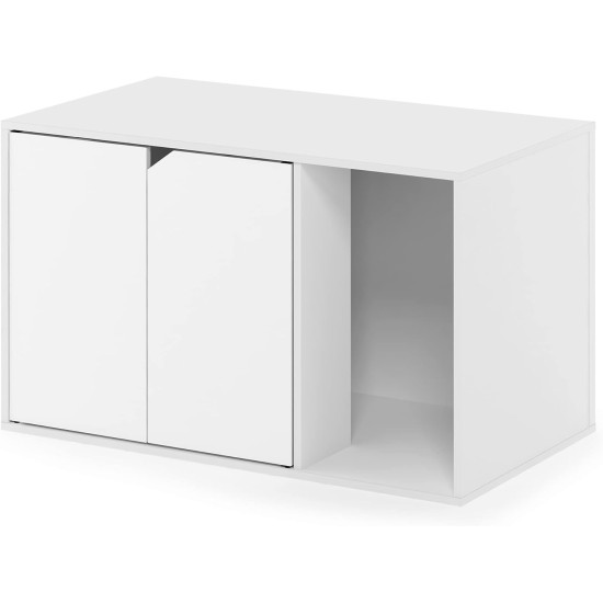 Furinno Peli Small Side Table with Cat Litter Tray Plain White Furinno Peli Small Side Table with Cat Litter Tray Plain White