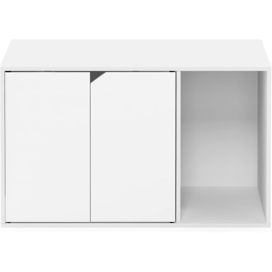 Furinno Peli Small Side Table with Cat Litter Tray Plain White Furinno Peli Small Side Table with Cat Litter Tray Plain White