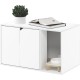 Furinno Peli Small Side Table with Cat Litter Tray Plain White Furinno Peli Small Side Table with Cat Litter Tray Plain White