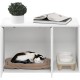 Furinno Peli Small Side Table with Cat Litter Tray Plain White Furinno Peli Small Side Table with Cat Litter Tray Plain White