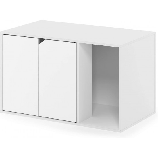 Furinno Peli Small Side Table with Cat Litter Tray Plain White Furinno Peli Small Side Table with Cat Litter Tray Plain White