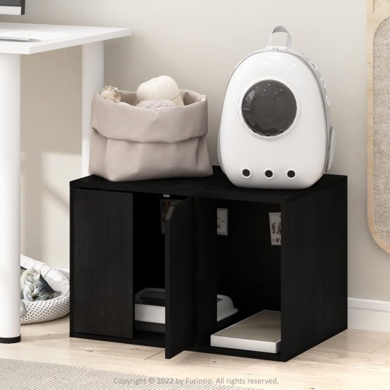 Furinno Peli Small Side Table with Cat Litter Tray Plain White Furinno Peli Small Side Table with Cat Litter Tray Plain White