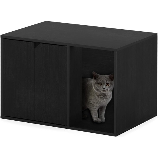 Furinno Peli Small Side Table with Cat Litter Tray Plain White Furinno Peli Small Side Table with Cat Litter Tray Plain White