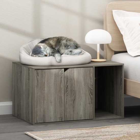 Furinno Peli Small Side Table with Cat Litter Tray Plain White Furinno Peli Small Side Table with Cat Litter Tray Plain White