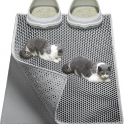 Garoopion Cat Litter Tray Mat, 90 x 76 cm EVA Cat Litter Mat, Honeycomb Cat Litter Mat, Double Layer, Grey, 1 Side Connected Garoopion Cat Litter Tray Mat, 90 x 76 cm EVA Cat Litter Mat, Honeycomb Cat Litter Mat, Double Layer, Grey, 1 Side Connected