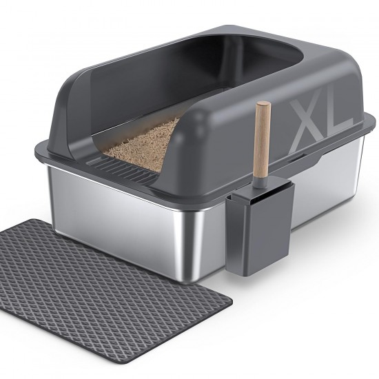 Gimars XL Katzenklo Edelstahl, Große Katzentoilette aus Metall 20L mit Streuschaufel & Matte, Edelstahl Katzenklo für mittelgroße & große Katzen Gimars XL Katzenklo Edelstahl, Große Katzentoilette aus Metall 20L mit Streuschaufel & Matte, Edelstahl Katzenklo für mittelgroße & große Katzen
