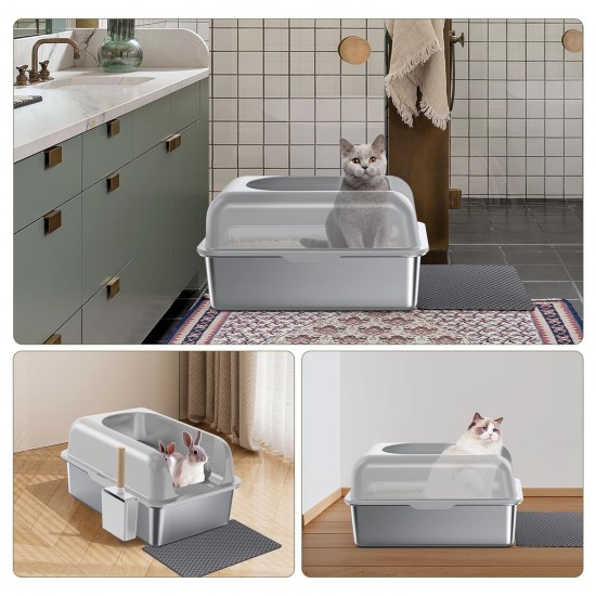 Gimars XL Katzenklo Edelstahl, Große Katzentoilette aus Metall 20L mit Streuschaufel & Matte, Edelstahl Katzenklo für mittelgroße & große Katzen Gimars XL Katzenklo Edelstahl, Große Katzentoilette aus Metall 20L mit Streuschaufel & Matte, Edelstahl Katzenklo für mittelgroße & große Katzen