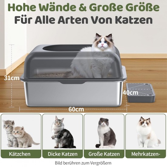 Gimars XL Katzenklo Edelstahl, Große Katzentoilette aus Metall 20L mit Streuschaufel & Matte, Edelstahl Katzenklo für mittelgroße & große Katzen Gimars XL Katzenklo Edelstahl, Große Katzentoilette aus Metall 20L mit Streuschaufel & Matte, Edelstahl Katzenklo für mittelgroße & große Katzen