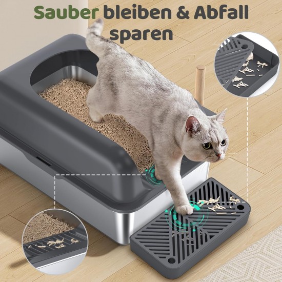Gimars XL Katzenklo Edelstahl, Große Katzentoilette aus Metall 20L mit Streuschaufel & Matte, Edelstahl Katzenklo für mittelgroße & große Katzen Gimars XL Katzenklo Edelstahl, Große Katzentoilette aus Metall 20L mit Streuschaufel & Matte, Edelstahl Katzenklo für mittelgroße & große Katzen