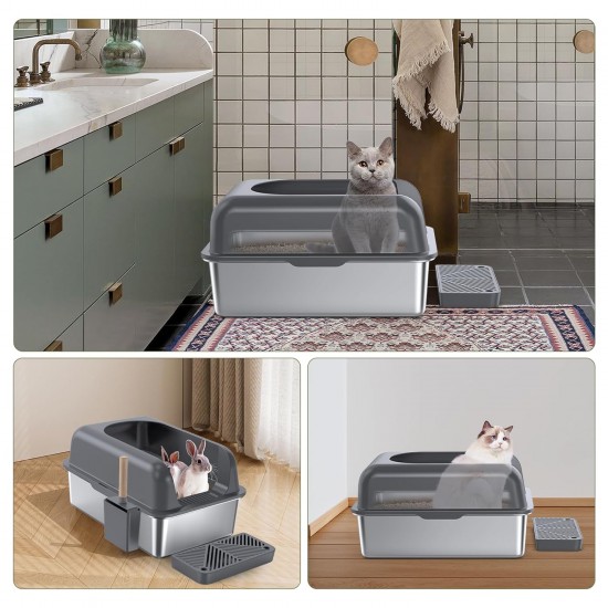 Gimars XL Katzenklo Edelstahl, Große Katzentoilette aus Metall 20L mit Streuschaufel & Matte, Edelstahl Katzenklo für mittelgroße & große Katzen Gimars XL Katzenklo Edelstahl, Große Katzentoilette aus Metall 20L mit Streuschaufel & Matte, Edelstahl Katzenklo für mittelgroße & große Katzen