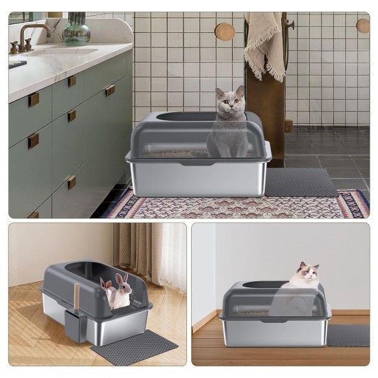 Gimars XL Katzenklo Edelstahl, Große Katzentoilette aus Metall 20L mit Streuschaufel & Matte, Edelstahl Katzenklo für mittelgroße & große Katzen Gimars XL Katzenklo Edelstahl, Große Katzentoilette aus Metall 20L mit Streuschaufel & Matte, Edelstahl Katzenklo für mittelgroße & große Katzen